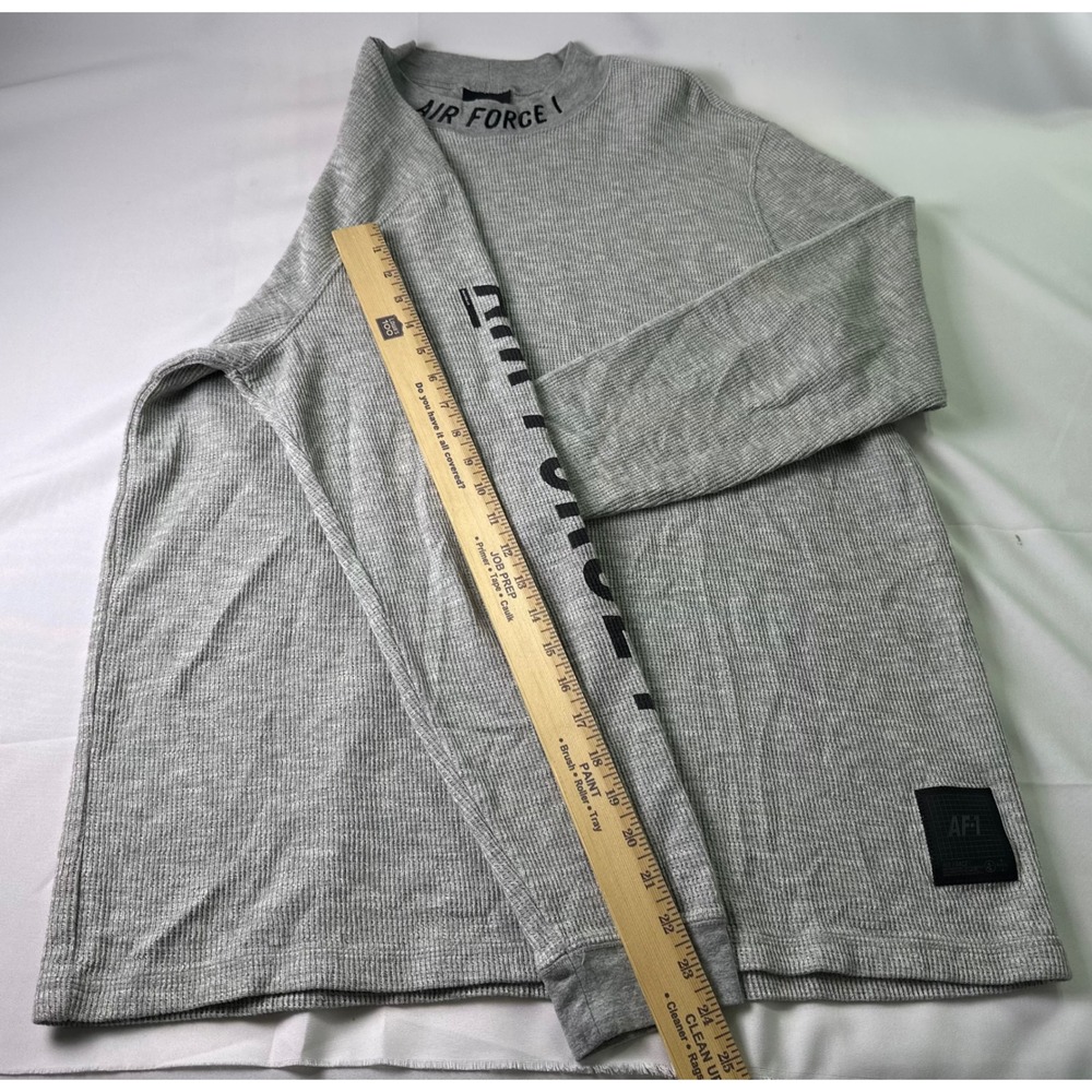 Nike Air Force 1 AF1 Long Sleeve Top Mens‎ XL Crewneck Gray Waffle Knit - Picture 10 of 11